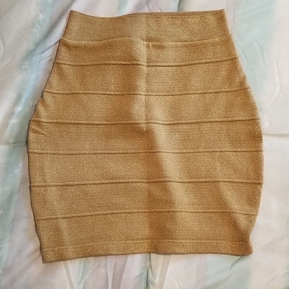Gold mini skirt